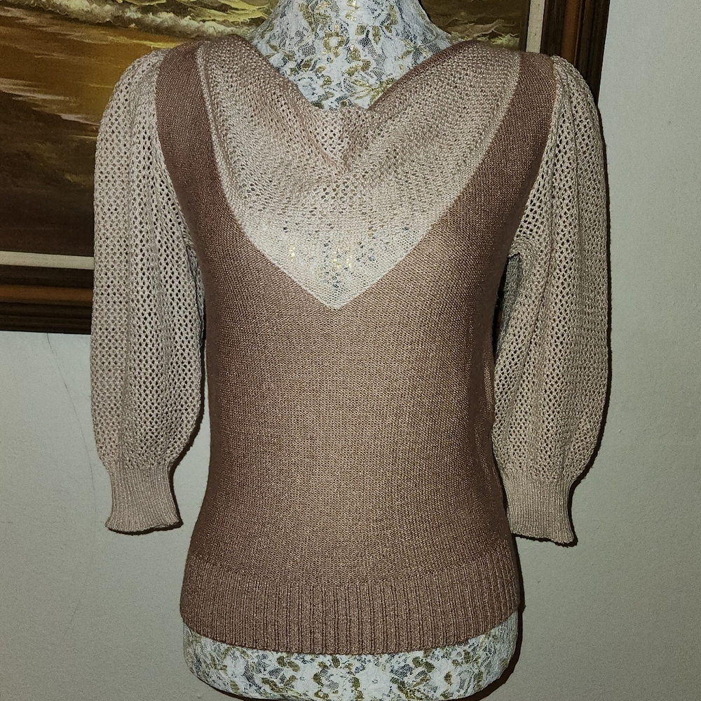 Savion by Ignacy Feuer Tan Half Sleeve Knit Top
